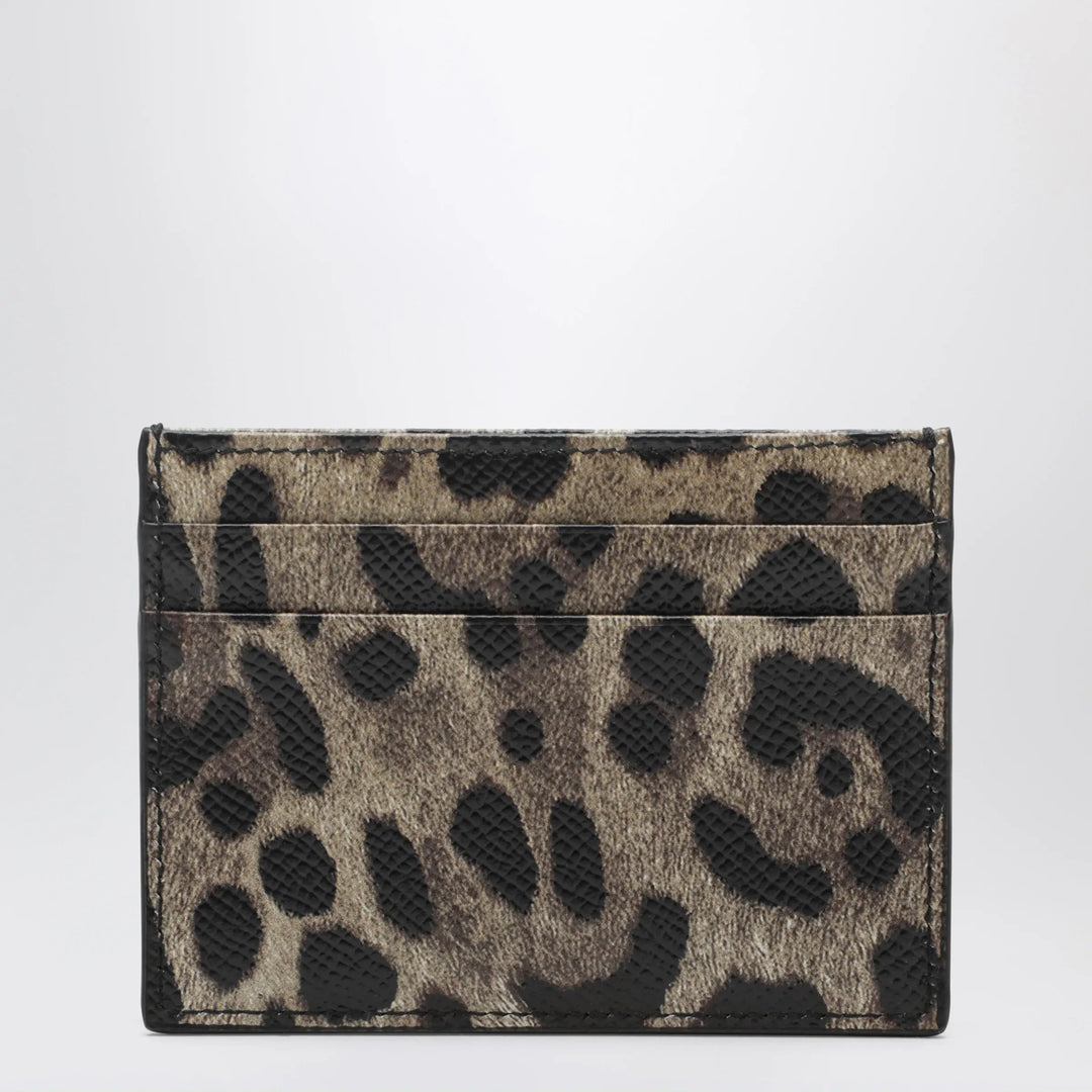 Dolce&amp;Gabbana - Card holder in leopard-print Dauphine leather with logo plaque Brand Apparel &amp; Accessories TU