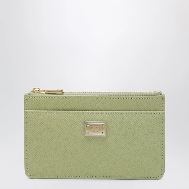 Dolce&amp;Gabbana - Dauphine calfskin zip card holder in sage Brand Apparel &amp; Accessories TU