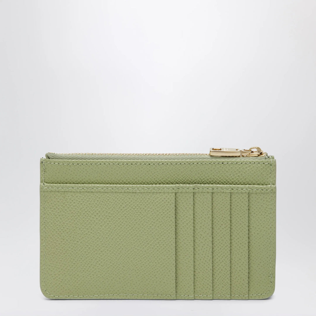 Dolce&amp;Gabbana - Dauphine calfskin zip card holder in sage Brand Apparel &amp; Accessories TU