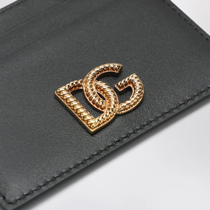 Dolce&amp;Gabbana - DG Intrecciato card holder with woven logo in calfskin, black Brand Apparel &amp; Accessories TU