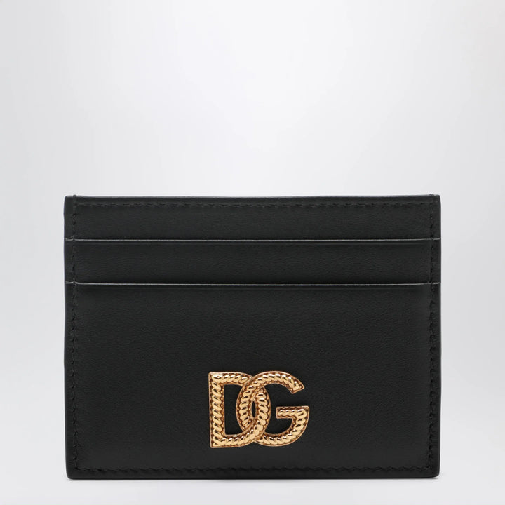 Dolce&amp;Gabbana - DG Intrecciato card holder with woven logo in calfskin, black Brand Apparel &amp; Accessories TU