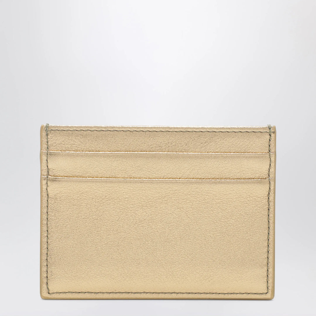Dolce&amp;Gabbana - Laminated calfskin DG logo card holder in gold Brand Apparel &amp; Accessories TU