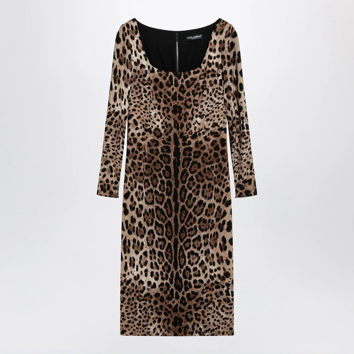 Dolce&amp;Gabbana - Leopard-print long-sleeve dress in viscose Brand Apparel &amp; Accessories 42  IT