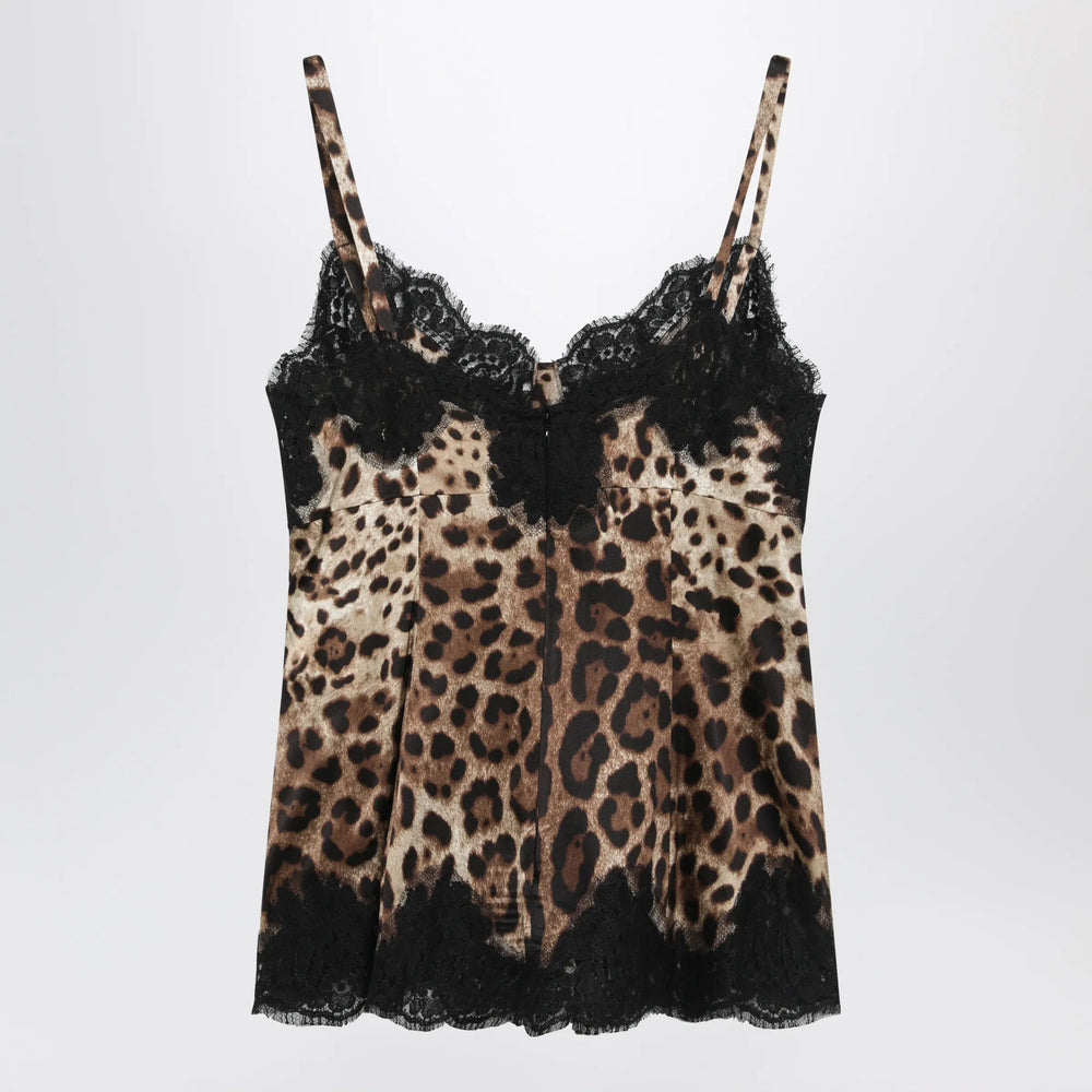 Dolce&Gabbana - Leopard-print satin camisole with lace trim Brand Apparel & Accessories 38  IT