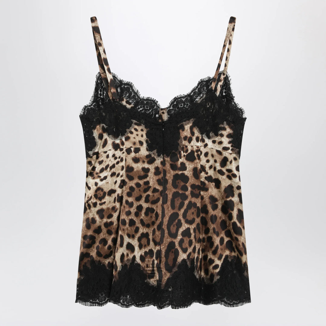 Dolce&amp;Gabbana - Leopard-print satin camisole with lace trim Brand Apparel &amp; Accessories 38  IT