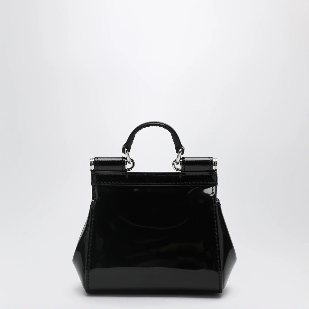 Dolce&Gabbana - Mini patent calf leather bag with logo plaque, black Brand Apparel & Accessories TU
