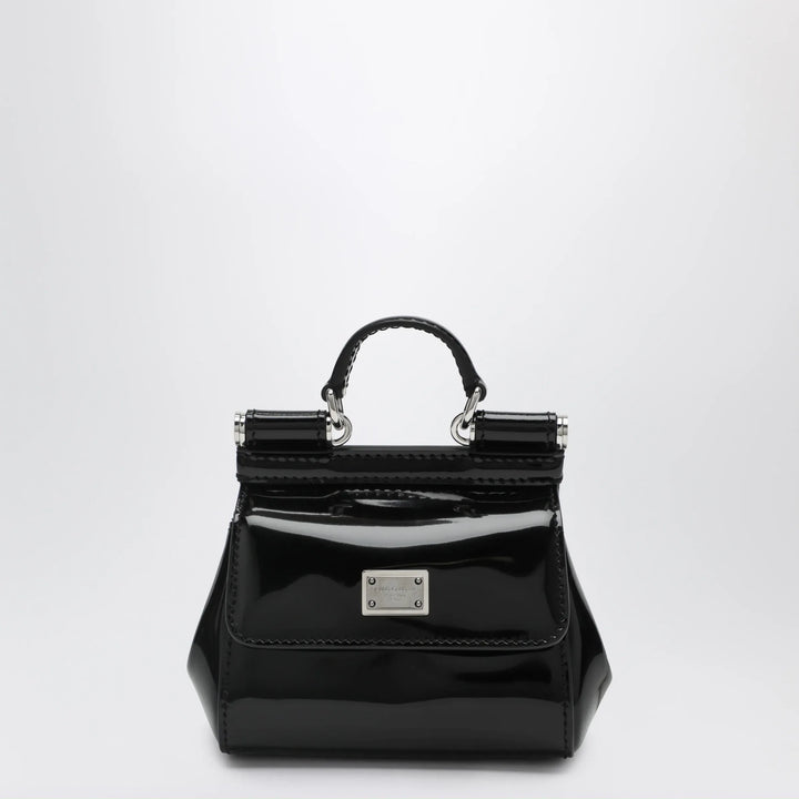 Dolce&amp;Gabbana - Mini patent calf leather bag with logo plaque, black Brand Apparel &amp; Accessories TU