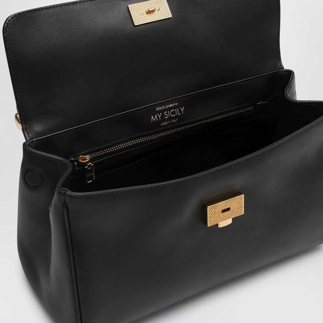 Dolce&amp;Gabbana - My Sicily medium black plongé leather bag Brand Apparel &amp; Accessories TU