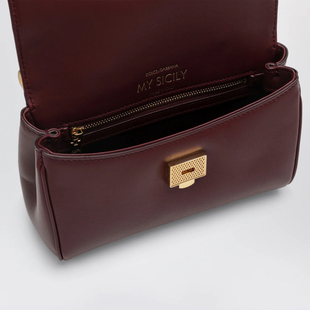 Dolce&amp;Gabbana - My Sicily mini bordeaux plongé leather bag Brand Apparel &amp; Accessories TU
