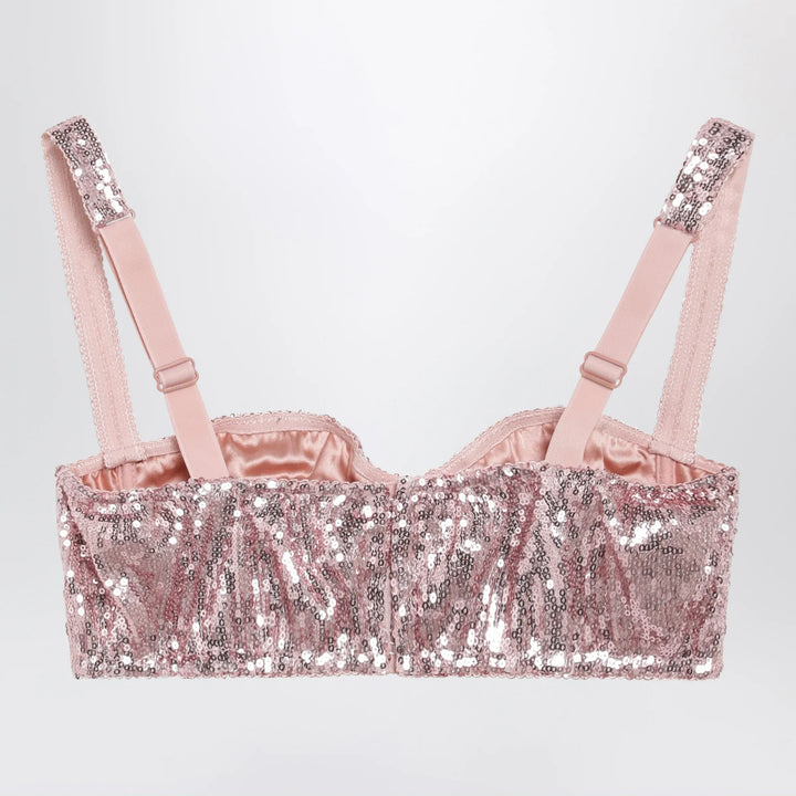 Dolce&amp;Gabbana - Pink balconette bra in micro-sequins Brand Apparel &amp; Accessories 3B