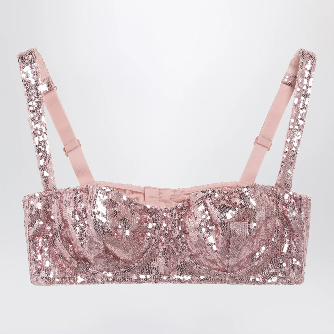 Dolce&Gabbana - Pink balconette bra in micro-sequins Brand Apparel & Accessories 3B