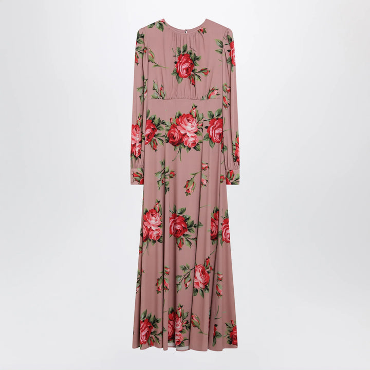 Dolce&amp;Gabbana - Pink crêpe dress with Bouquet print by Dolce &amp; Gabbana Brand Apparel &amp; Accessories 40  IT