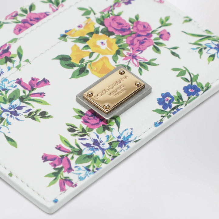 Dolce&amp;Gabbana - Printed calfskin leather card holder in off-white floral Brand Apparel &amp; Accessories TU