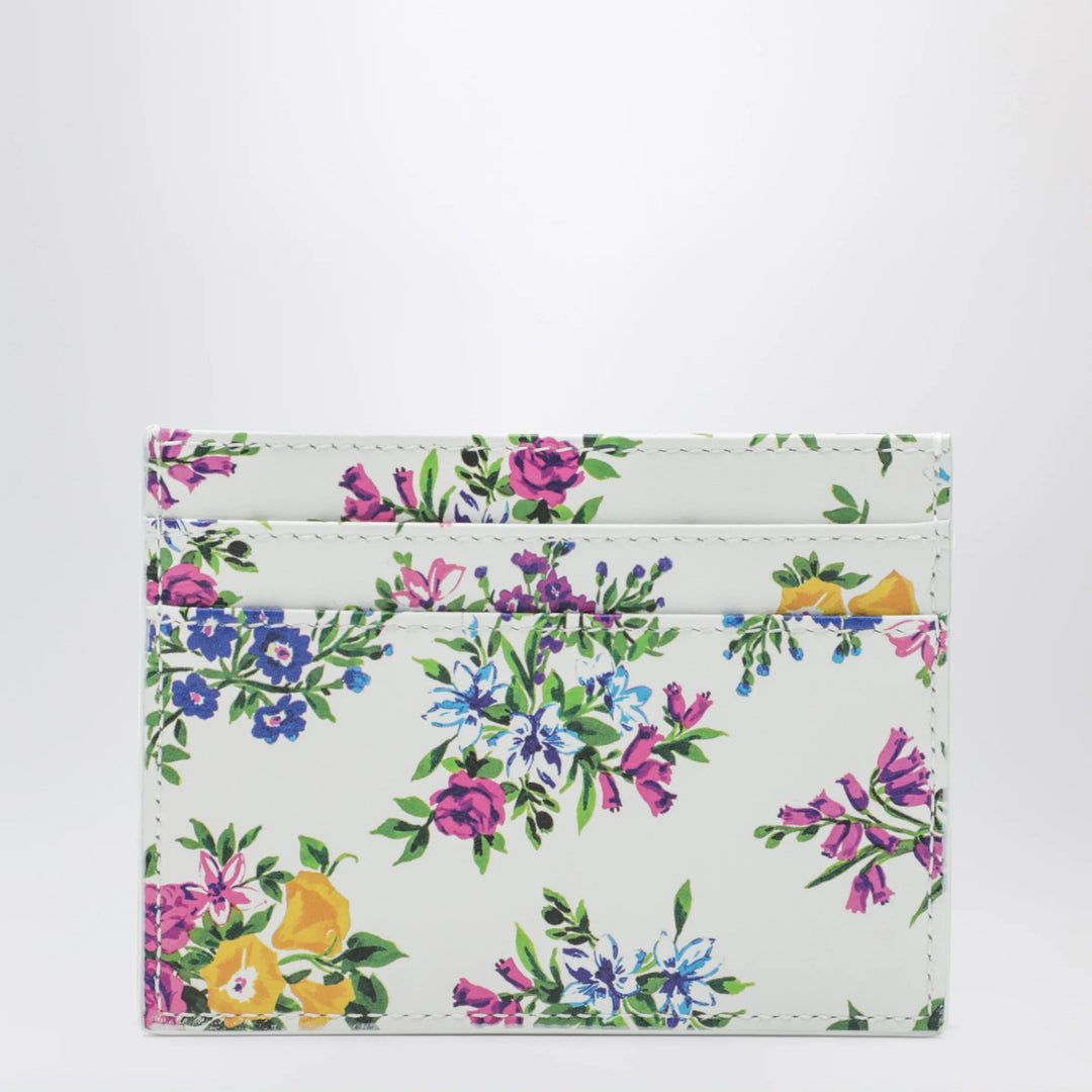 Dolce&amp;Gabbana - Printed calfskin leather card holder in off-white floral Brand Apparel &amp; Accessories TU