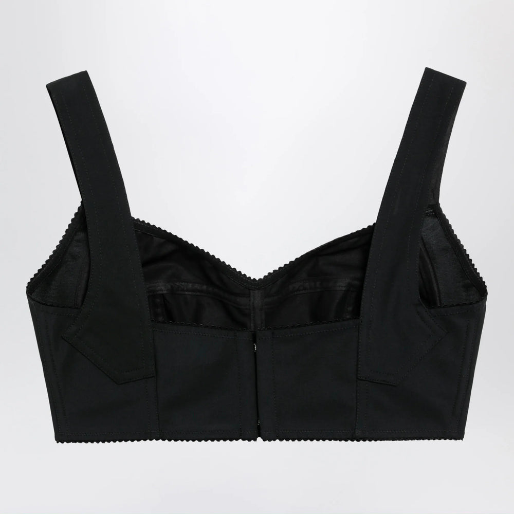 Dolce&Gabbana - Satin corset-style crop bustier in black Brand Apparel & Accessories