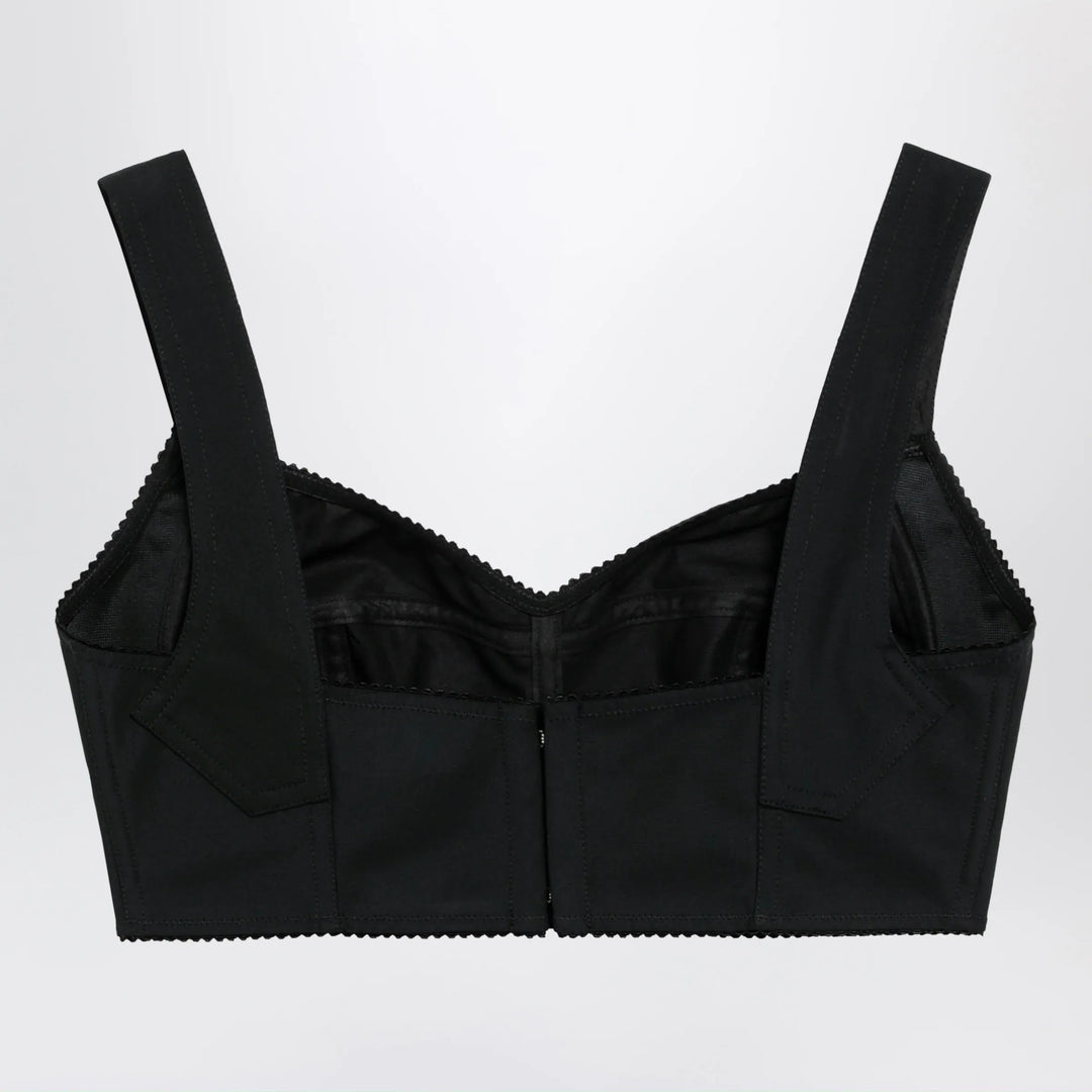 Dolce&amp;Gabbana - Satin corset-style crop bustier in black Brand Apparel &amp; Accessories