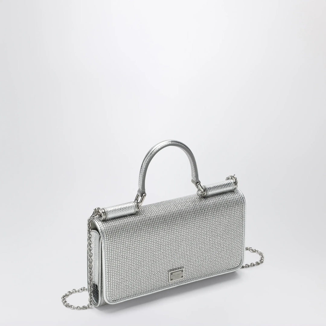 Dolce&amp;Gabbana - Satin phone bag with rhinestones in Crystal/Pearl Brand Apparel &amp; Accessories TU