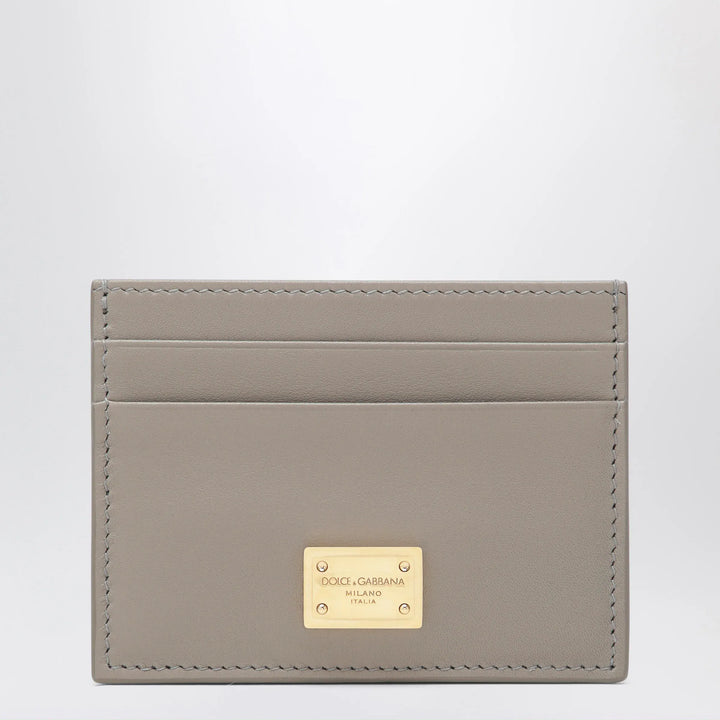 Dolce&amp;Gabbana - Taupe leather card holder with logo plaque Brand Apparel &amp; Accessories U