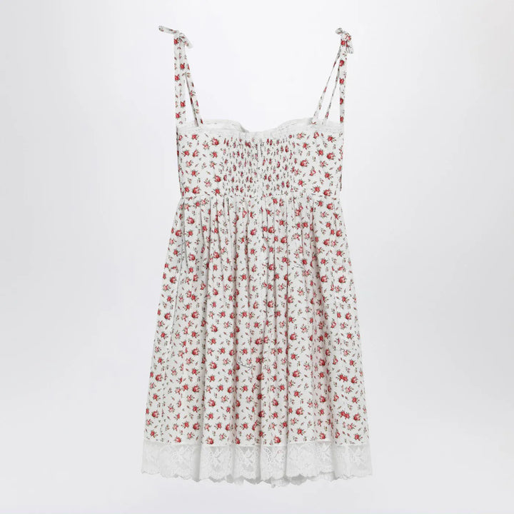 Dolce&amp;Gabbana - White mini dress with Roselline print Brand Apparel &amp; Accessories
