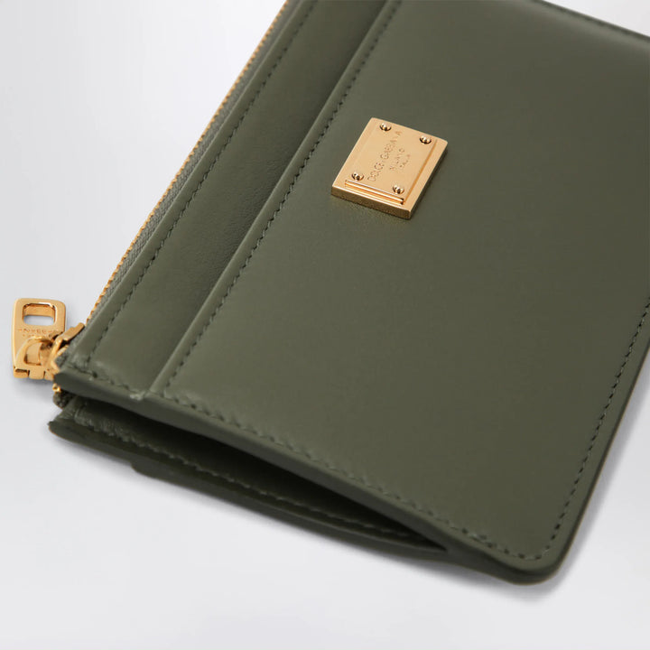 Dolce&amp;Gabbana - Zip card holder in plongé calfskin, military green Brand Apparel &amp; Accessories TU