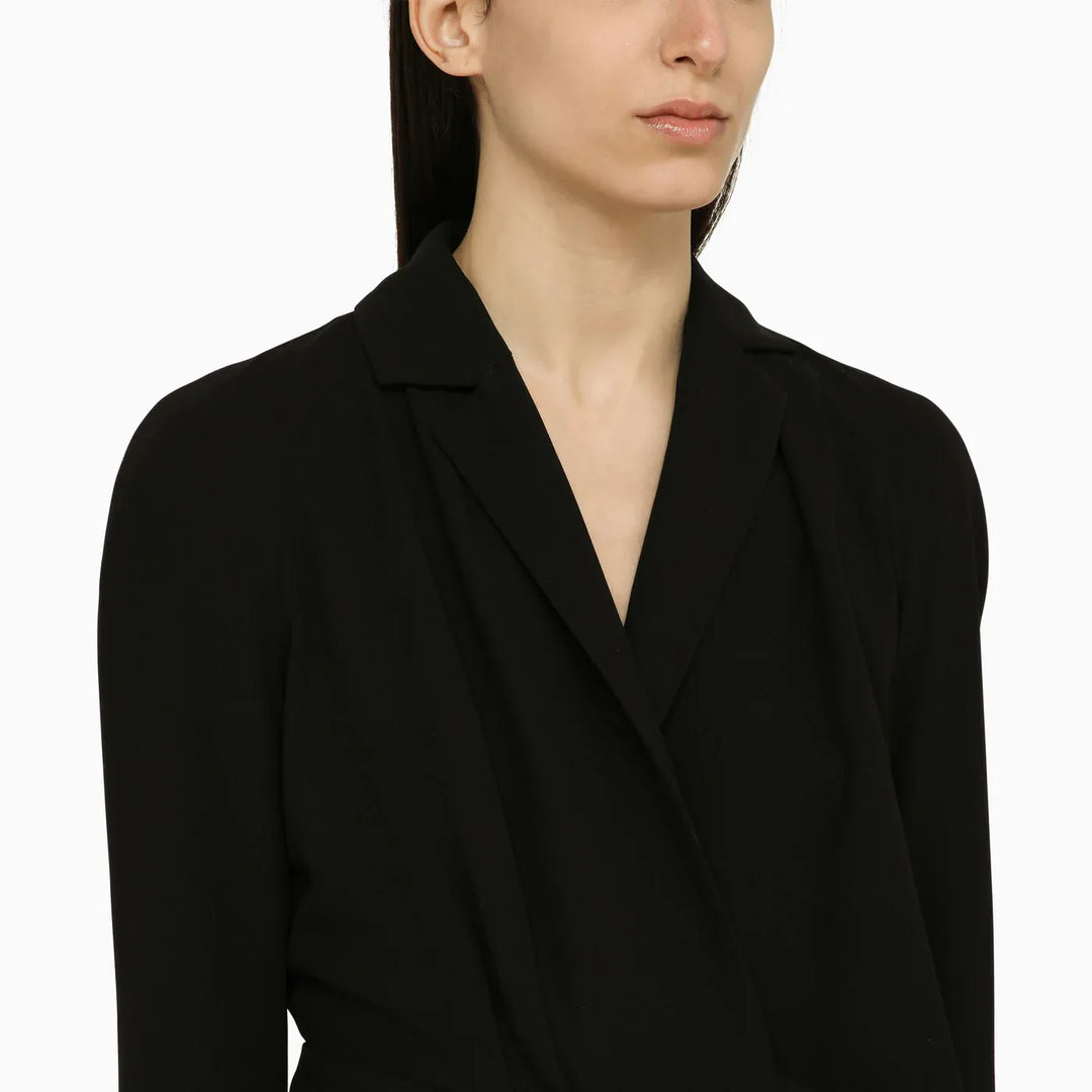 Dries Van Noten - Black wool-blend dress with drape Brand Apparel &amp; Accessories 38  FR