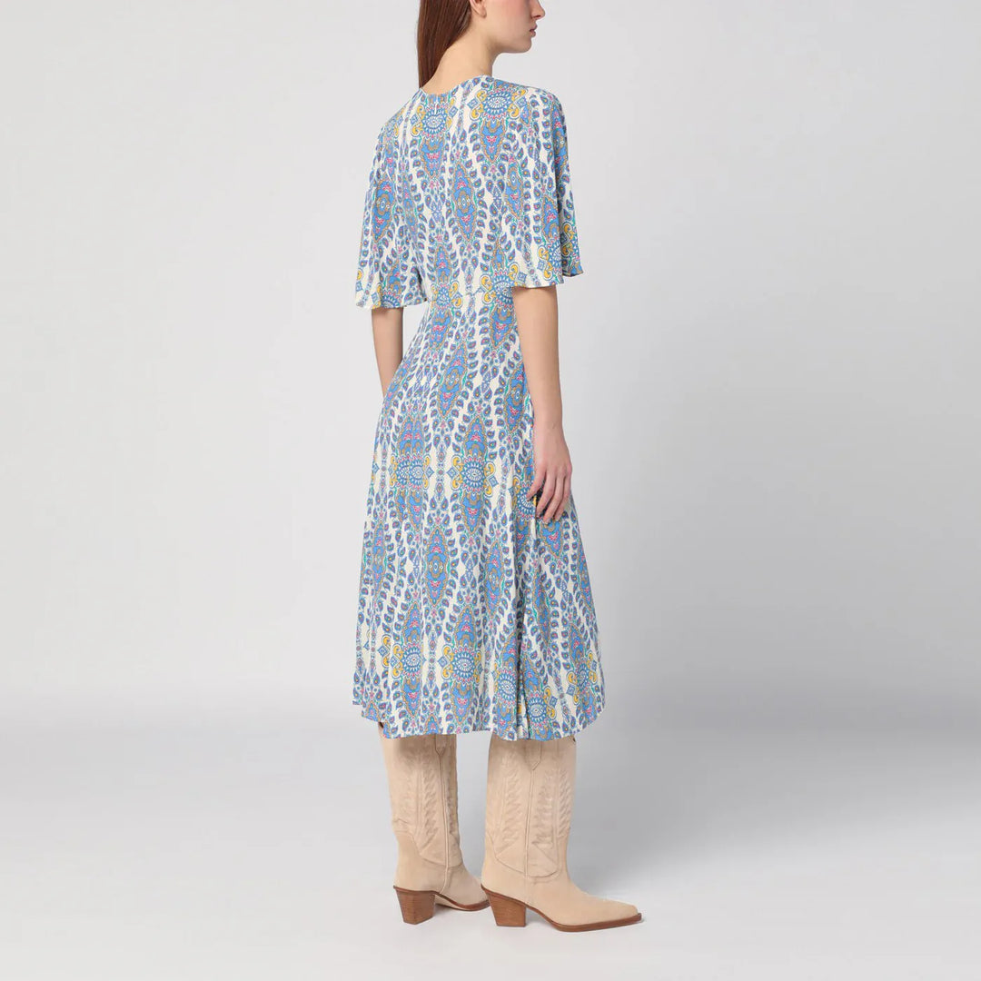 ETRO - Flared midi dress with multi-coloured print Brand Apparel &amp; Accessories 40  IT