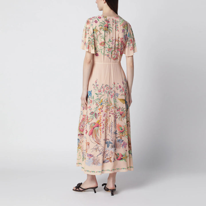 ETRO - Long blush pink dress with floral print Brand Apparel &amp; Accessories