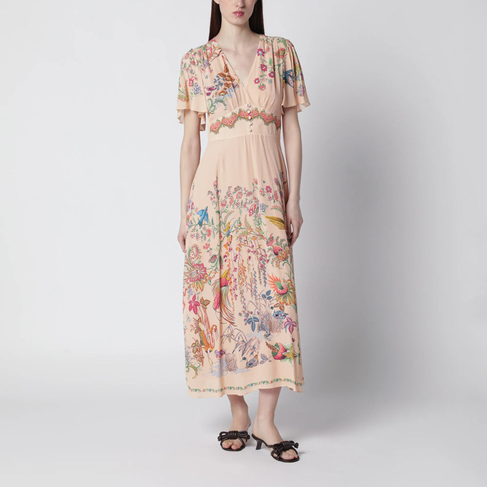 ETRO - Long blush pink dress with floral print Brand Apparel & Accessories 42  IT