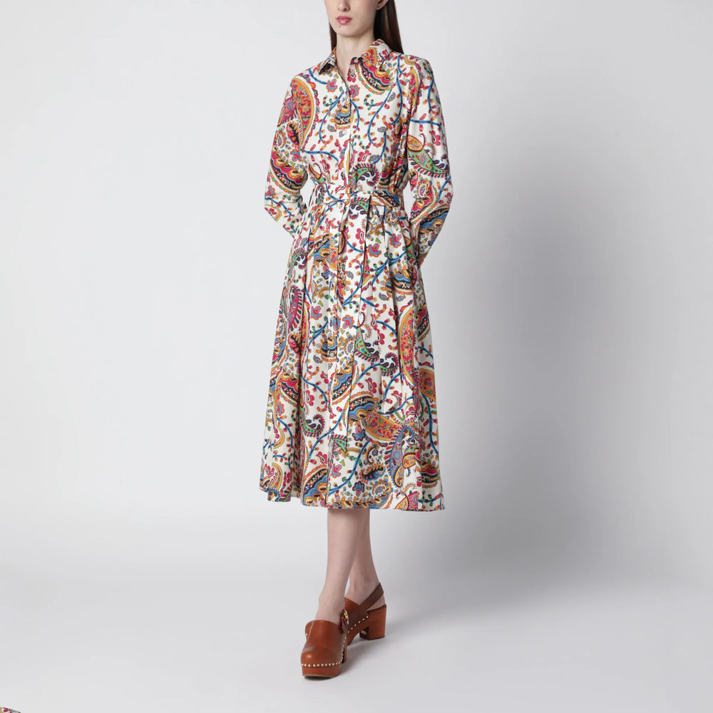 ETRO - Midi cotton dress with paisley print Brand Apparel & Accessories 40  IT