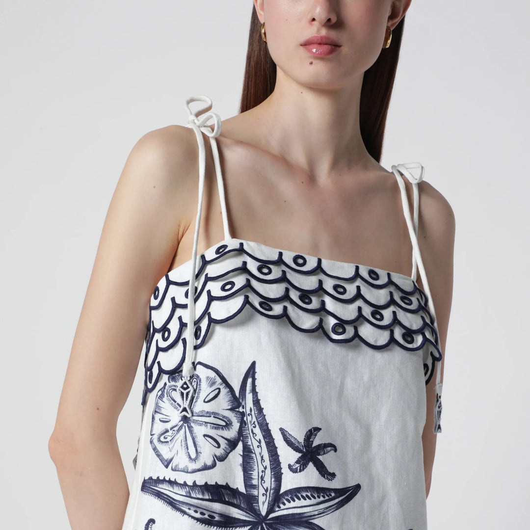 FARM Rio - Coast Stars printed linen midi dress Brand Apparel &amp; Accessories