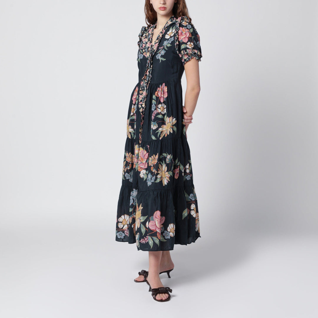 Apparel &amp; Accessories FARM Rio - Dark Blue Midi Dress With Floral Pattern Brand