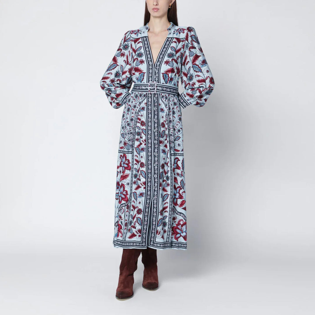 FARM Rio - Light blue midi dress with floral print Brand Apparel &amp; Accessories S