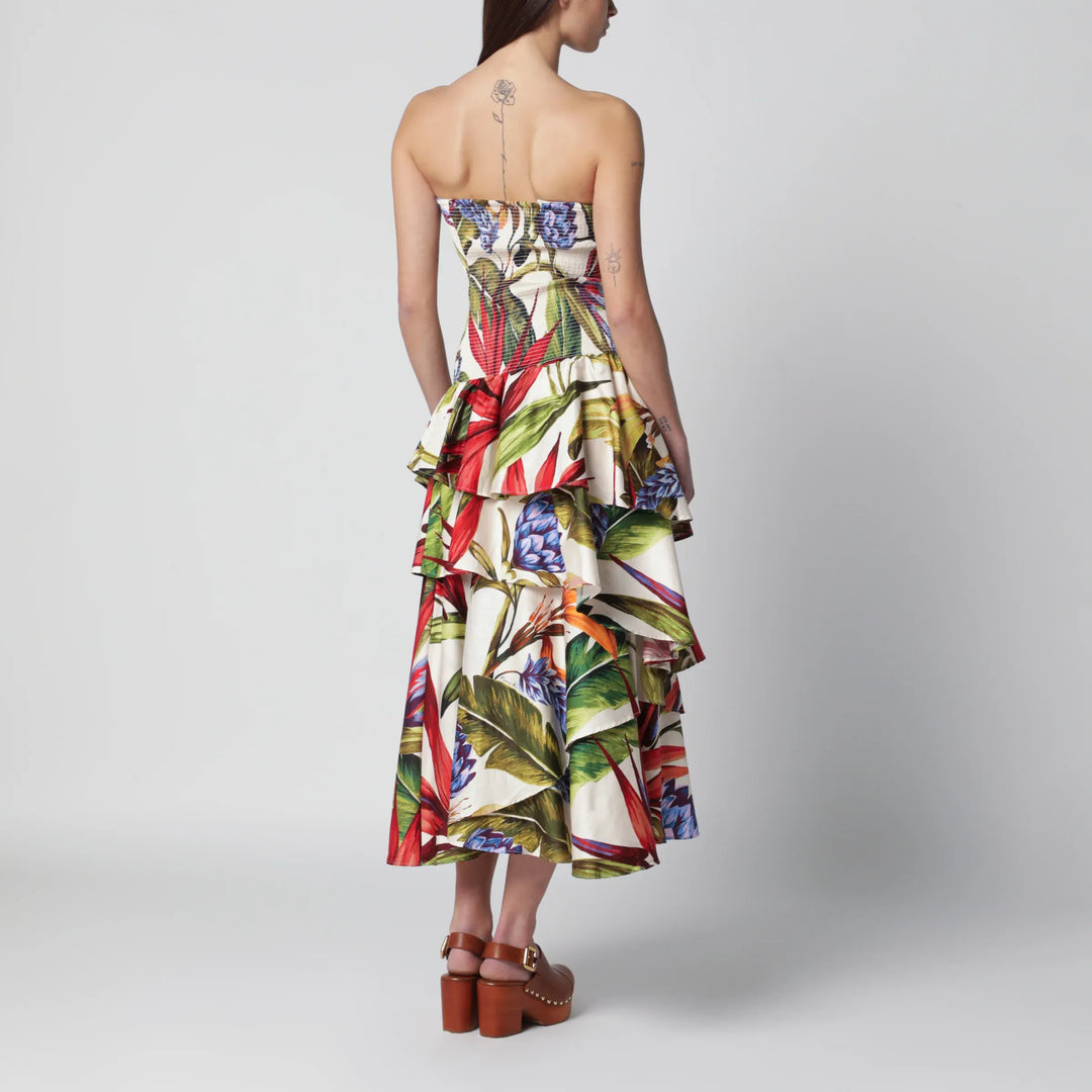 FARM Rio - Sand Florart strapless cotton dress Brand Apparel &amp; Accessories