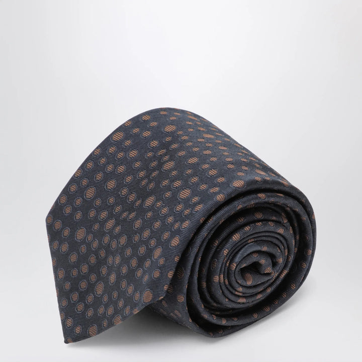 Ferragamo - Marine/Brown polka-dot silk tie Brand Apparel &amp; Accessories U