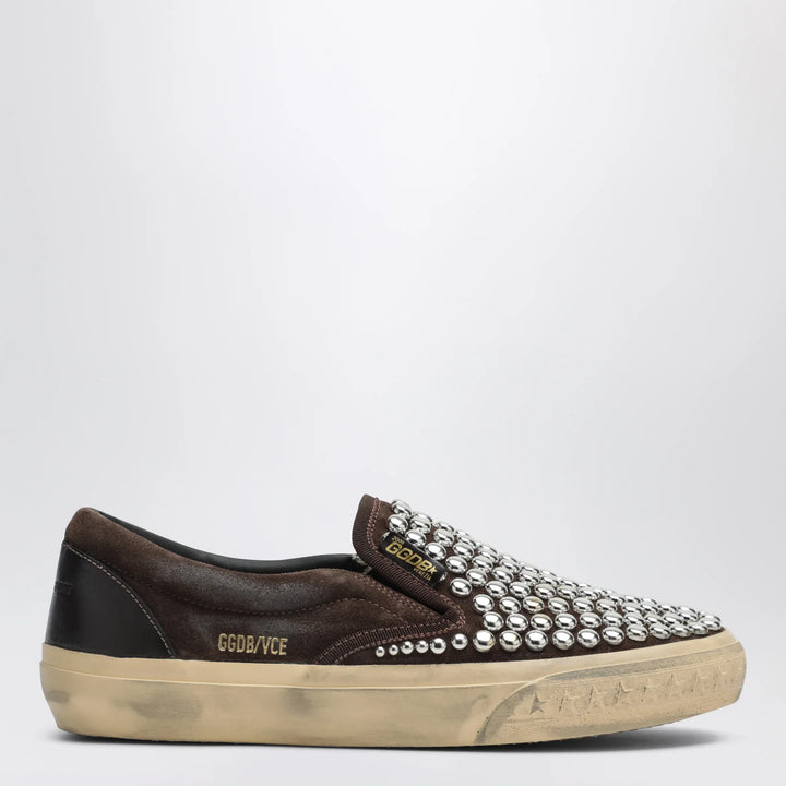 Golden Goose - Brown suede slip-on shoes with studs Brand Apparel &amp; Accessories 37 IT