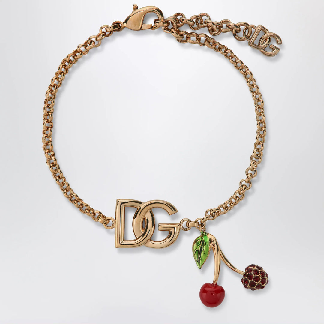 Dolce&Gabbana - Chain bracelet with logo charm in brass, gold Brand Apparel & Accessories > Jewelry TU