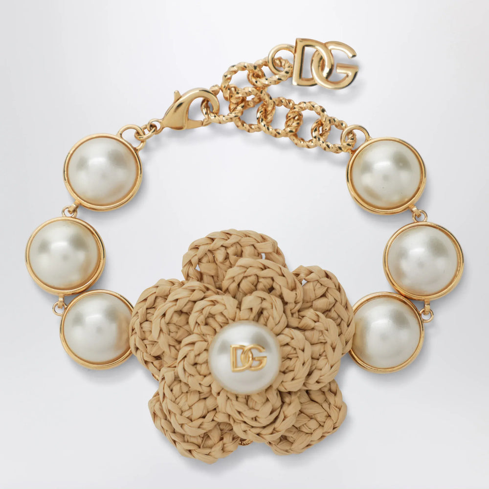 Dolce&Gabbana - Fiore raffia flower bracelet in gold tone Brand Apparel & Accessories > Jewelry TU