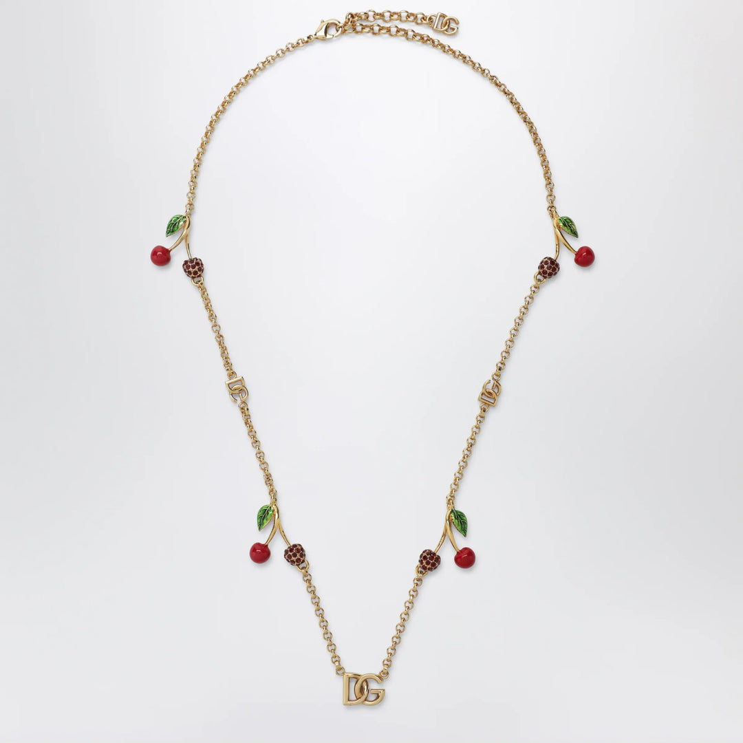 Dolce&amp;Gabbana - Gold-tone necklace with DG logo and cherry charms Brand Apparel &amp; Accessories > Jewelry TU