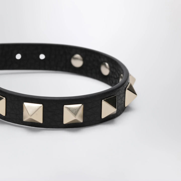 Valentino Garavani - Black leather Rockstud bracelet with gold-tone studs Brand Apparel &amp; Accessories > Jewelry U