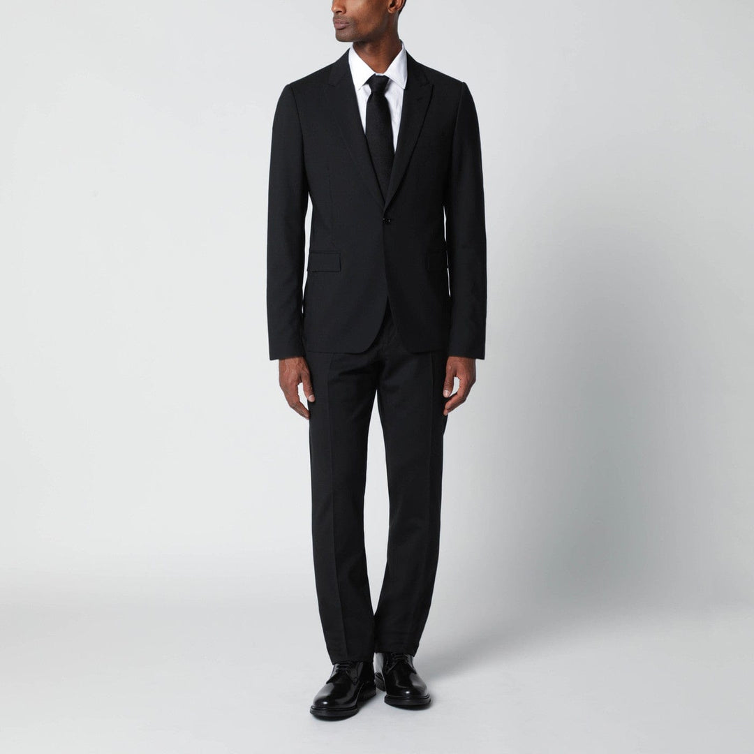 Apparel &amp; Accessories Lardini - Black single-breasted wool-blend suit Brand