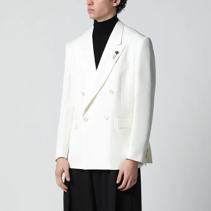 Lardini - White viscose double-breasted suit Brand Apparel &amp; Accessories 46 IT