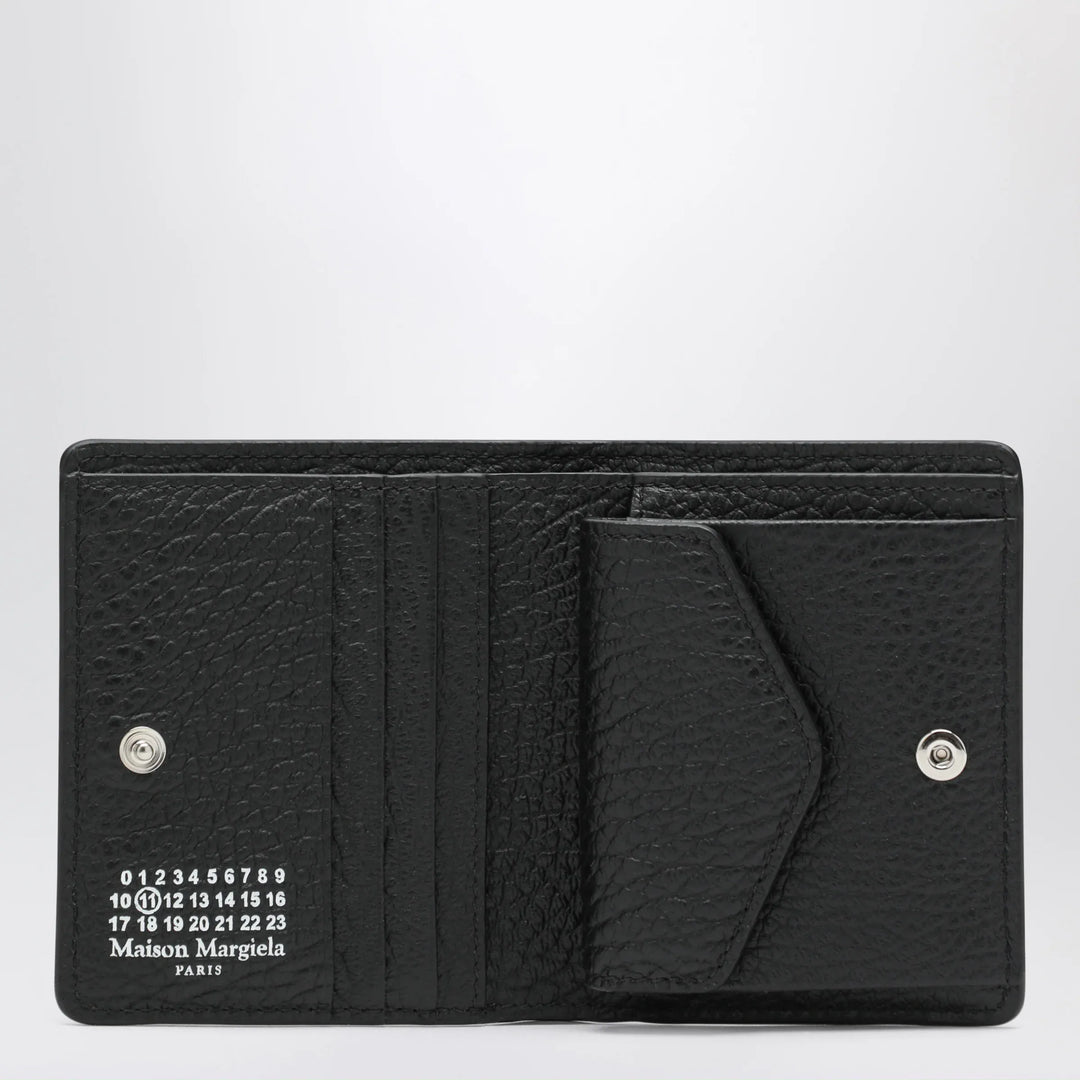 Maison Margiela - Four Stitches compact grained leather card holder in black Brand Apparel &amp; Accessories U