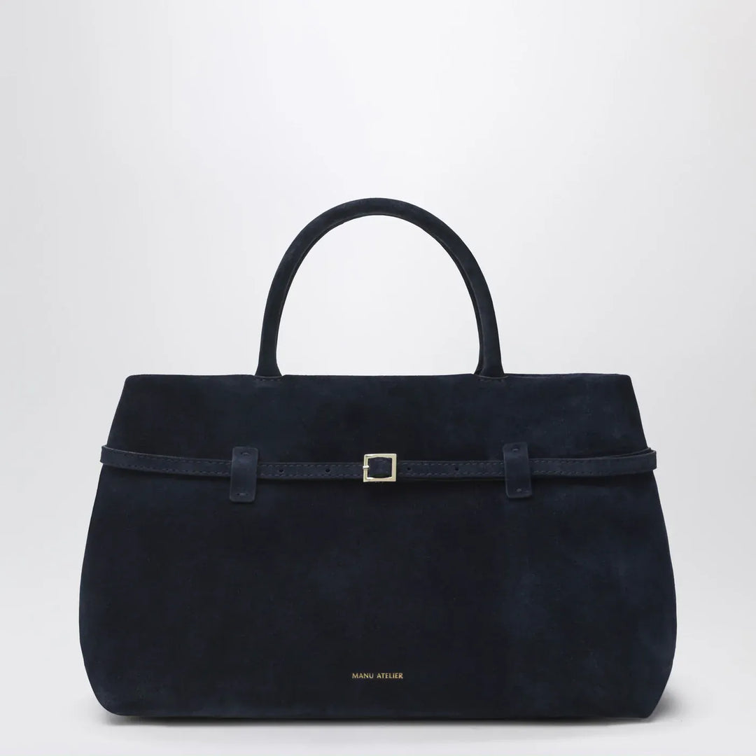 Manu Atelier - Le Cambon 35 dark blue suede bag Brand Apparel &amp; Accessories TU