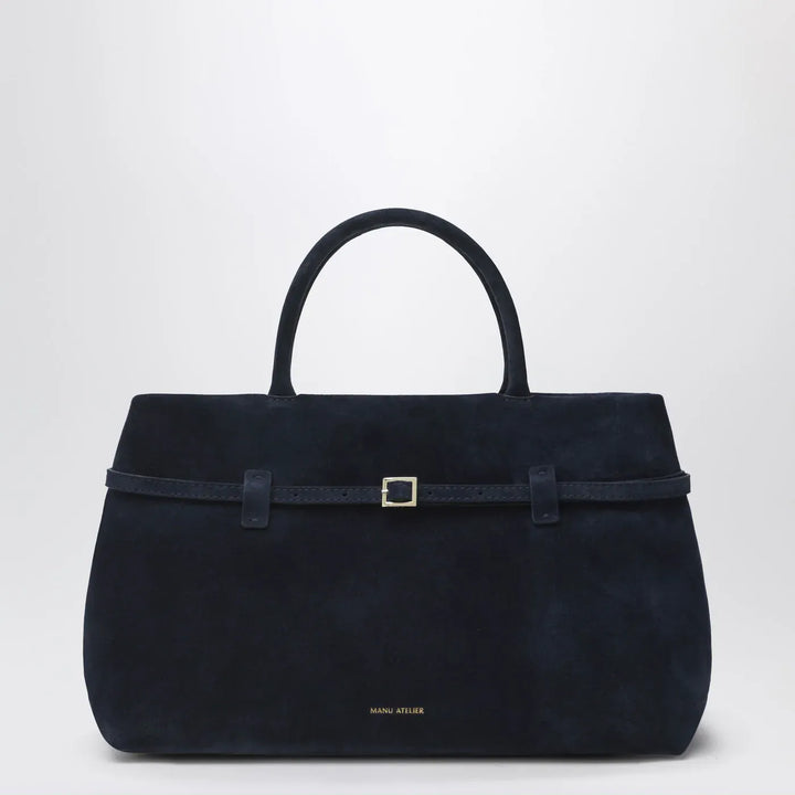 Manu Atelier - Le Cambon 35 dark blue suede bag Brand Apparel &amp; Accessories TU