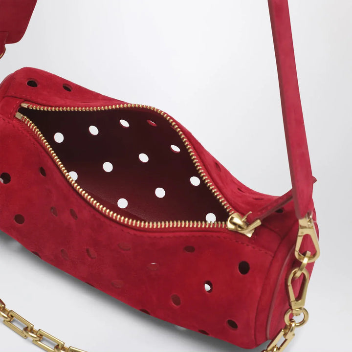 Manu Atelier - Mini Cylinder bag in perforated red suede Brand Apparel &amp; Accessories TU