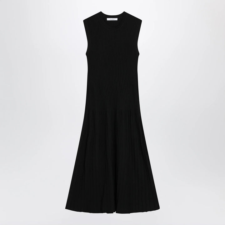 Max Mara - Midi fit-and-flare ribbed viscose crêpe dress in black Brand Apparel &amp; Accessories XS
