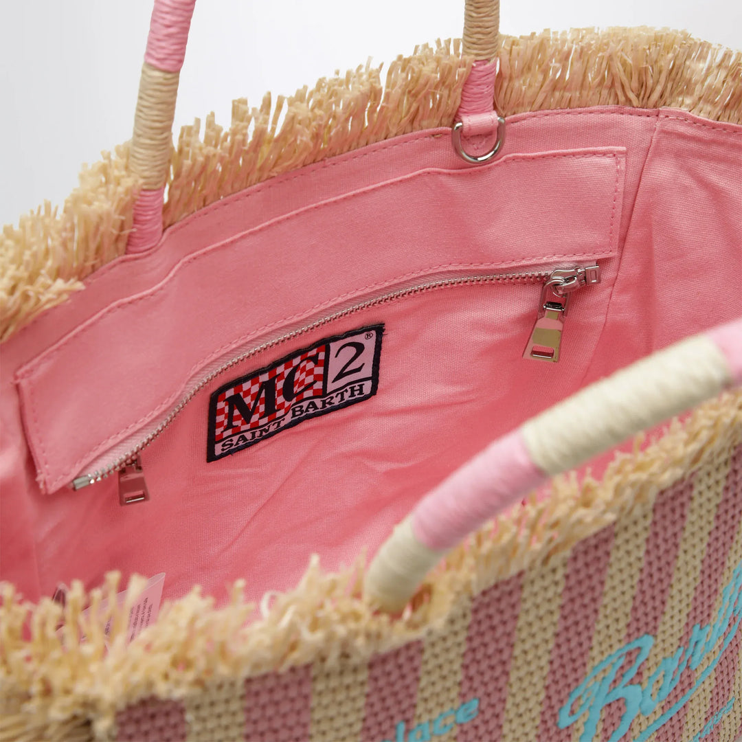 MC2 Saint Barth - Colette striped straw-effect fabric bag Brand Apparel &amp; Accessories TU