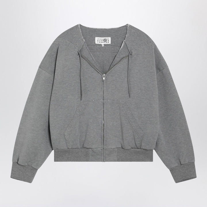 Apparel &amp; Accessories MM6 Maison Margiela - Felpa con zip e coulisse in cotone grigia Brand