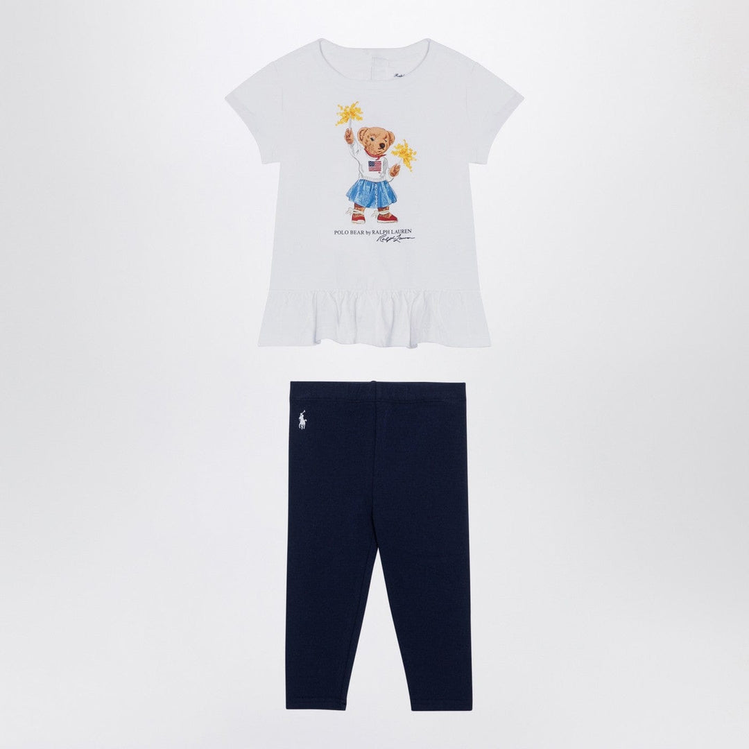 Apparel &amp; Accessories 6 Polo Ralph Lauren - White/navy blue cotton two-piece set with print Brand