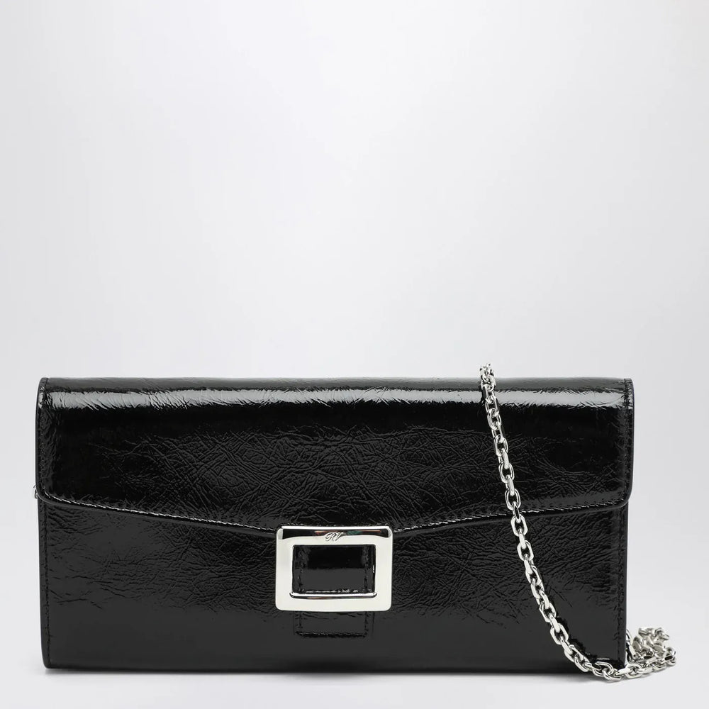 ROGER VIVIER - Belle Vivier black patent leather wallet with chain Brand Apparel & Accessories TU